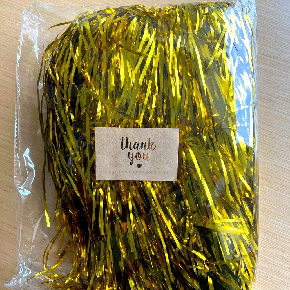 25 gold tinsel wedding ribbon wands with bells